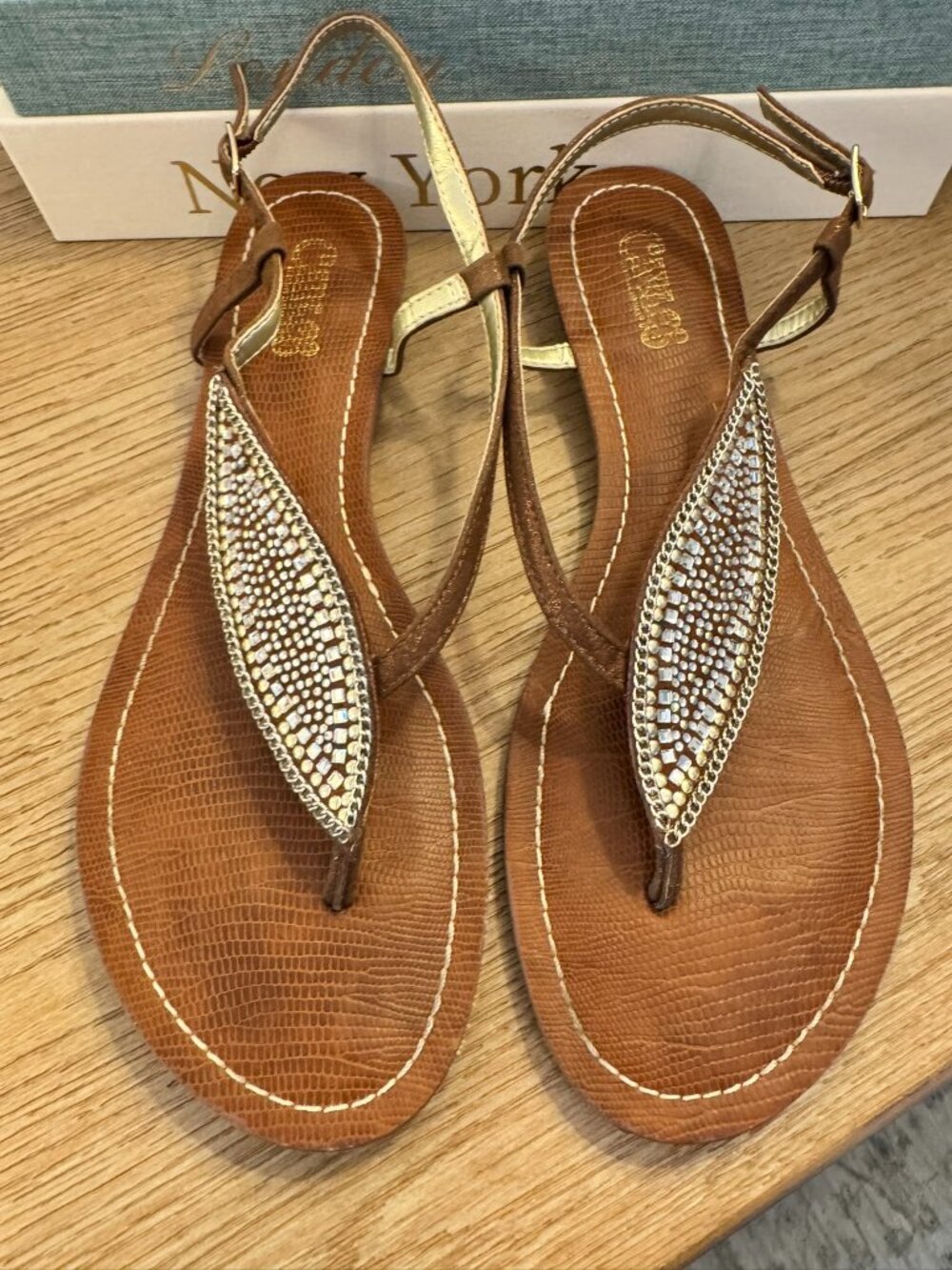 Carlos by Carlos Santana Laverne Rhinestone Sandals | Size 8